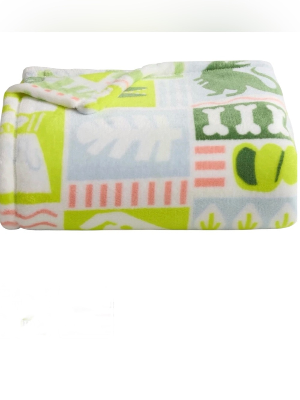 The Big One - Dinosaur Flannel Throw - Lime Green & Dark Green